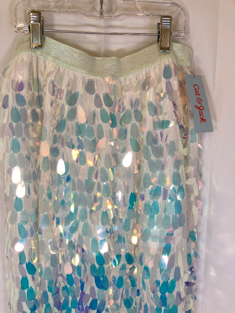 Cat & Jack Youth Skirt Sz XL 14/16 NWT Iridescent Teardrop Sequin Elastic - Picture 8 of 15